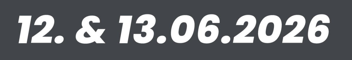 Dates: June 12 and June 13, 2026, shown in bold white text on a dark gray background.