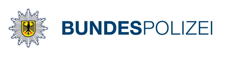 Bundespolizei logo: blue wordmark 'BUNDESPOLIZEI' beside an emblem with an eagle shield